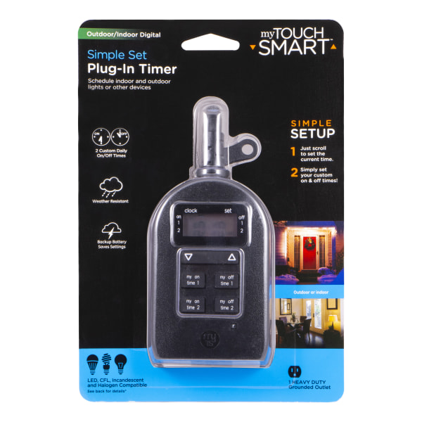 Photos - Floodlight / Street Light General Electric GE myTouchSmart Indoor/Outdoor Simple Set Plug-In Timer, Black, 36027 36027 