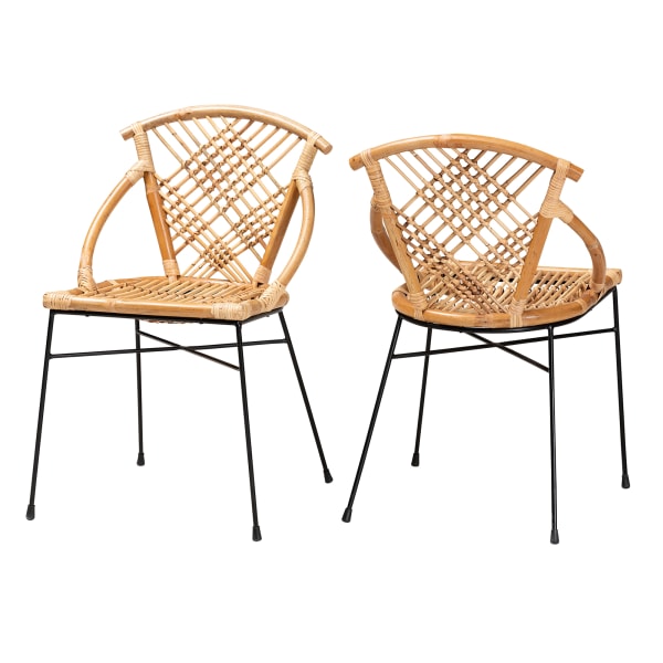 Photos - Chair Pari Baxton Studio Pro Modern Bohemian Dining , Natural Brown/Black, Set Of 2 2721-12793