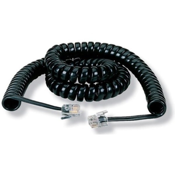 Black Box Modular Coiled Handset Cable - RJ-22 Male Phone - 6ft - Black 419231