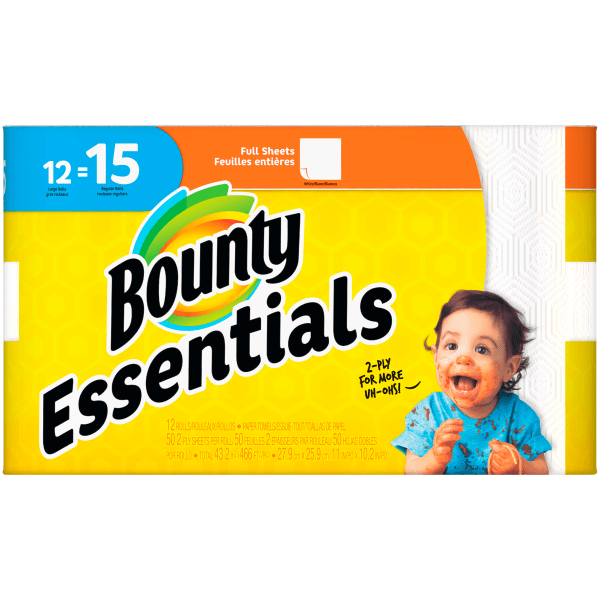 UPC 037000757191 product image for Bounty� Essentials 2-Ply Paper Towels, 50 Sheets Per Roll, Pack Of 12 Rolls | upcitemdb.com