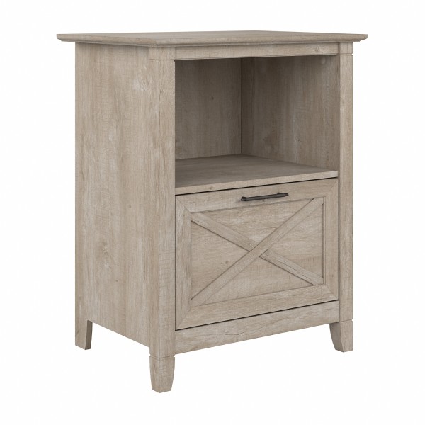 Bush Furniture Key West Lateral File Cabinet with Shelf in Washed Gray