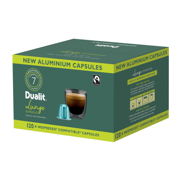 Dualit And Nespresso Compatible Aluminum Coffee NX Freshpacks Lungo Americano Espresso Carton Of 120 Capsules Dualit And Nespresso Compatible Aluminum Coffee NX Freshpacks Lungo Americano Espresso Carton Of 120 Capsules