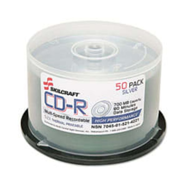 SKILCRAFT Multispeed CDR Recordable Media With Spindle 700MB80 Minutes Pack Of 50