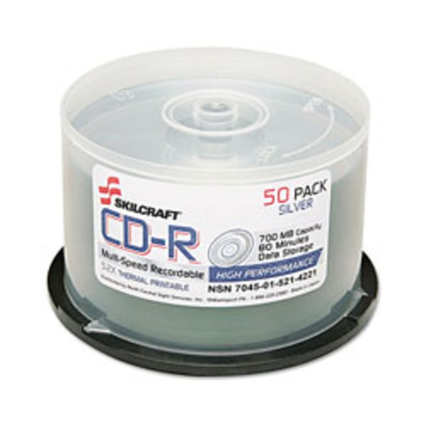 SKILCRAFT Multispeed CDR Recordable Media With Spindle 700MB80 Minutes Pack Of 50