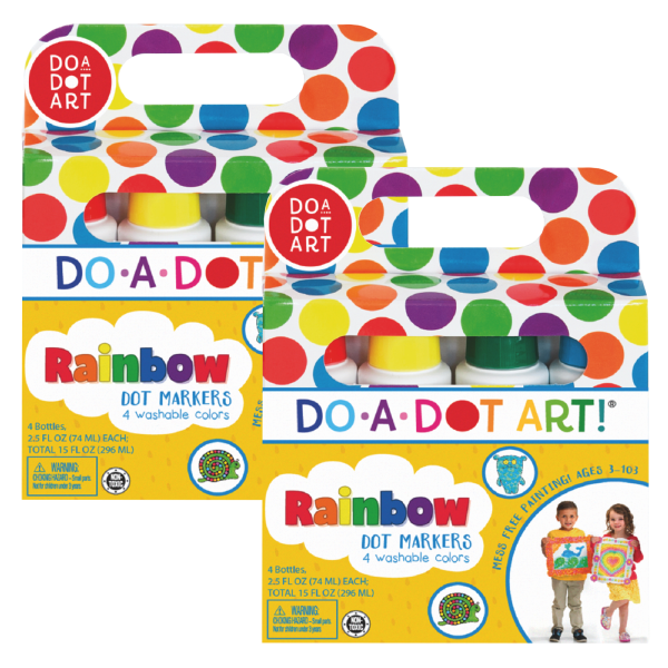 Rainbow Washable Sponge Tip Markers, Assorted Colors, 4 Per Pack, Set Of 2 Packs