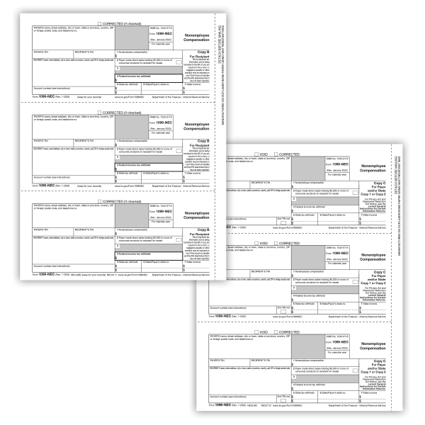 ComplyRight® 1099-NEC Tax Forms, 3-Part, Recipient Copy Only, Laser, 8-1/2"" x 11"", Pack Of 25 Forms -  NEC611325OD