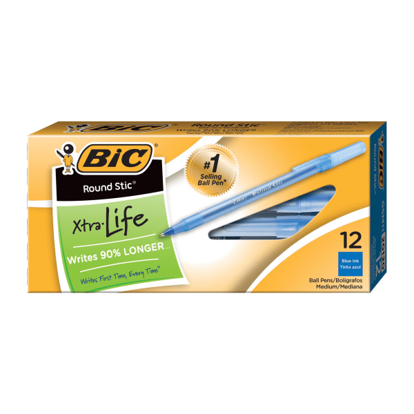 UPC 070330201200 product image for BIC Round Stic Ballpoint Pens, Medium Point, 1.0 mm, Translucent Barrel, Blue In | upcitemdb.com