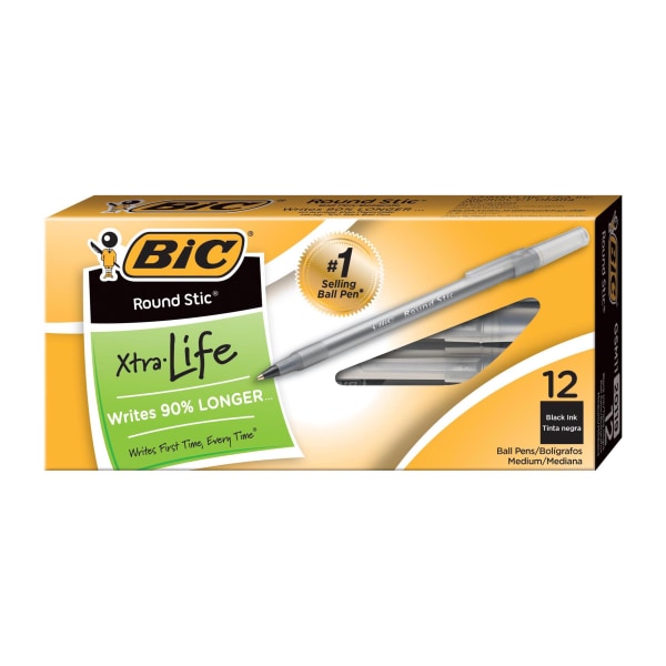 UPC 070330201194 product image for BIC Round Stic Ballpoint Pens, Medium Point, 1.0 mm, Translucent Barrel, Black I | upcitemdb.com