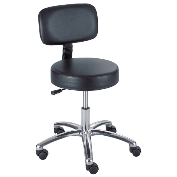 Safco® Pneumatic-Lift Lab Stool With Back, Black/Chrome -  3430BL