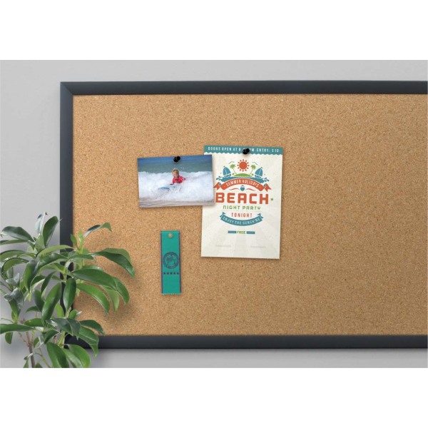 U Brands Cork Bulletin Board, 36 x 24, Aluminum Frame With Black Finish