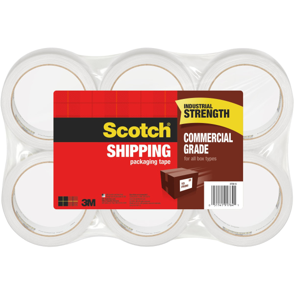 Scotch Commercial Grade Shipping Packing Tape 6 Tape Rolls 1 78 in x 546 yd 1 Core Designed   3750