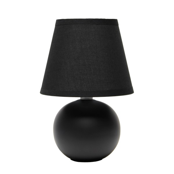 Simple Designs Mini Ceramic Globe Table Lamp  Black ( Light Bulb not included)