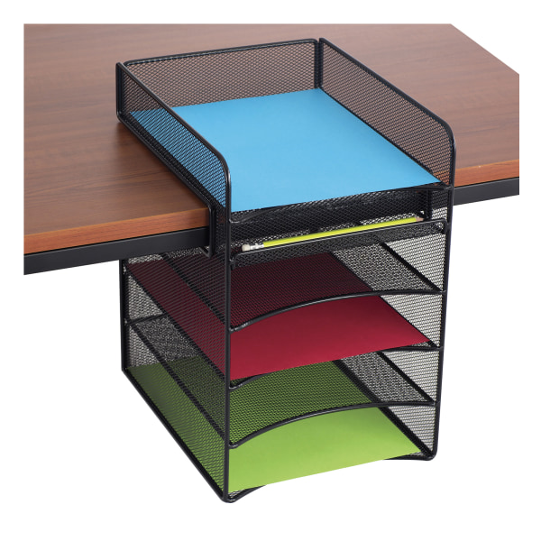 Safco® Onyx™ Mesh Hanging Organizer, 5-Section Horizontal, Black