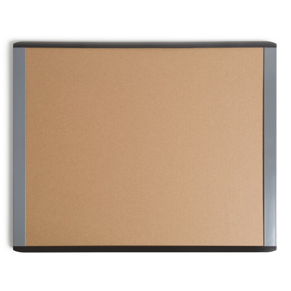 U Brands Mod Cork Bulletin Board, 16” x 20”, Natural, Gray Plastic Frame