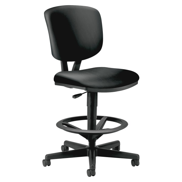 HON® Volt Bonded Leather Task Stool, Extended Height And Foot Ring, Black -  5705SB11T