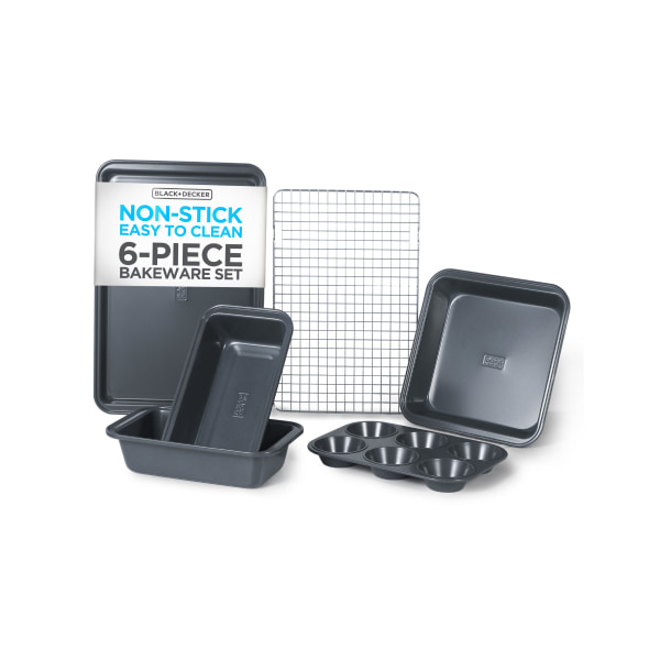 Black+Decker 6-Piece Carbon Steel Nonstick Bakeware Set, Black