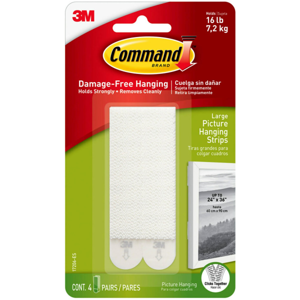 Command Large Picture Hanging Strips  White  Damage Free Hanging of Dorm Decor  4 Pairs 24 count 