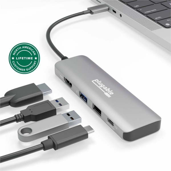 USB C Hub Multiport Adapter, 4 in 1, 100W Pass Through Charging, USB C to HDMI 4K 60Hz