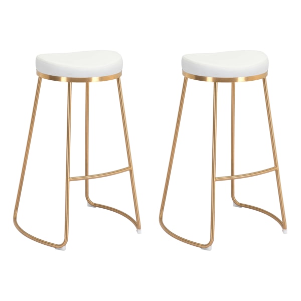 Photos - Chair ZUO � Modern Bree Barstools, White/Gold, Set Of 2 101265 