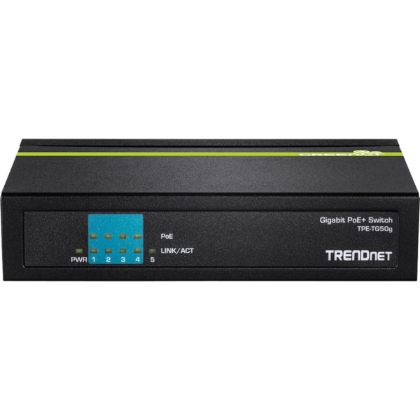 TRENDnet 5-Port Gigabit PoE+ Switch, 31 W PoE Budget, 10 Gbps Switching Capacity, Data & Power Through Ethernet To PoE Access Points And IP Cameras, F