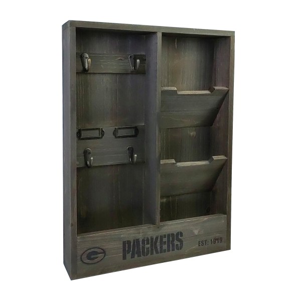 Imperial NFL Wall Mounted Wood Organizer, 19""H x 14-1/4""W x 2-3/4""D, Green Bay Packers -  IMP  663-1001