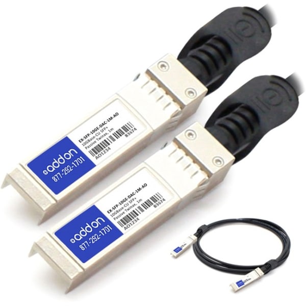 AddOn Juniper Networks EX-SFP-10GE-DAC-1M Compatible TAA Compliant 10GBase-CU SFP+ to SFP+ Direct Attach Cable (Passive Twinax, 1m) - 100% compatible -  EX-SFP-10GE-DAC-1MAO