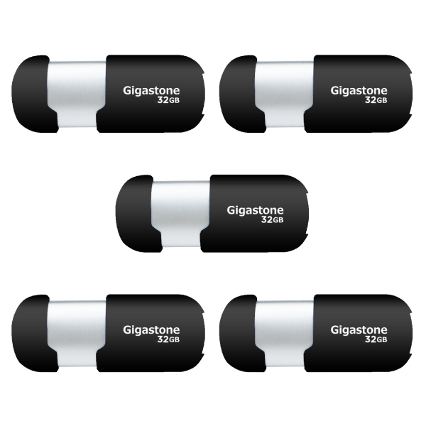 DaneElec Gigastone USB 20 Flash Drives 32GB BlackSilver Pack Of 5 Flash Drives