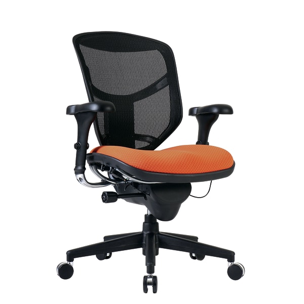 WorkPro® Quantum 9000 Series Ergonomic Mesh/Premium Fabric Mid-Back Chair, Black/Tangerine, BIFMA Compliant -  VQUANTUMAS90808