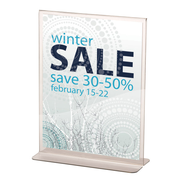 Officemate Plastic Upright Vertical Sign Holders, 8 1/2 x 11, Clear, Pack Of 6