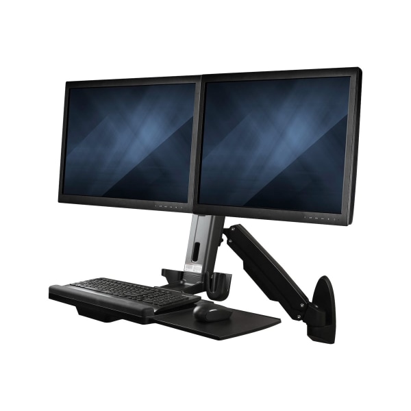 StarTech.com Wall Mount Workstation, Full Motion Standing Desk with Ergonomic Height Adjustable Dual VESA Monitor & Keyboard Tray Arm - Ergonomic wall -  WALLSTS2