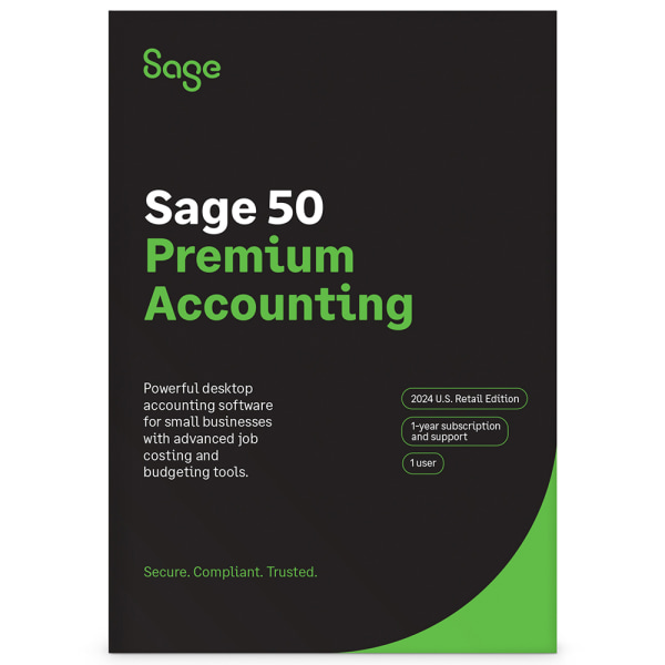 SAGE 50 Premium Accounting, 2024, 1-Year Subscription, Windows®, Product Key -  PPAS12024CSRT