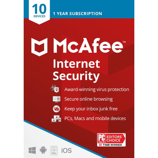Internet Security, 10 Devices, Antivirus Software, 1 Yr - Product Key