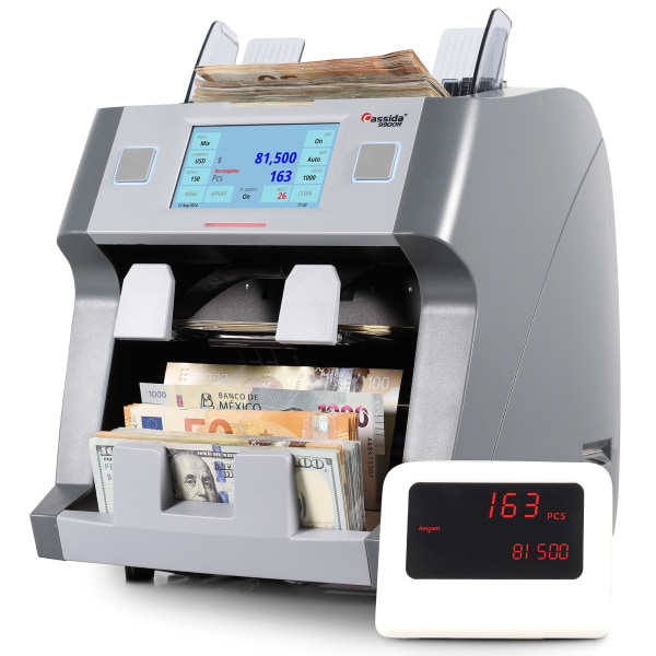 Cassida 9900R V2 Premium 2-Pocket Bank Grade Mixed Bill Counter, 13-7/16"H x 11-1/2"W x 12"D