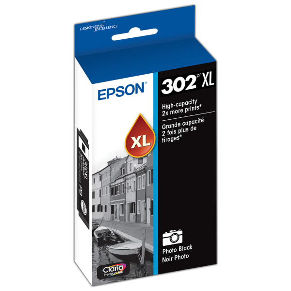 Epson® 302XL Claria® Premium Photo Black High-Yield Ink Cartridge, T302XL120-S