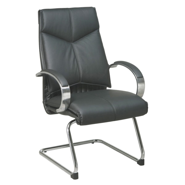 Office Star Deluxe Bonded Leather Mid-Back Chair, Black