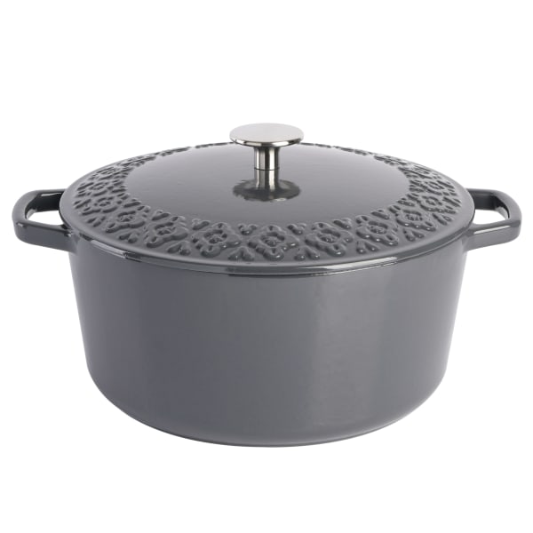 Spice by Tia Mowry Savory Saffron 6Quart Enameled Cast Iron Dutch Oven Charcoal