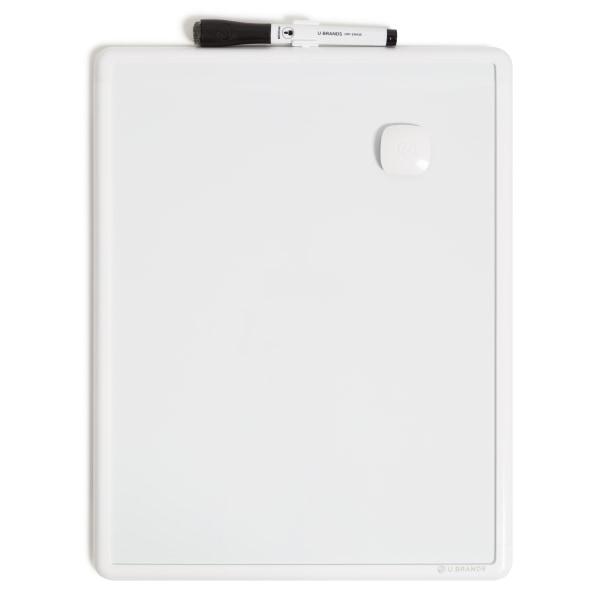 U Brands Contempo Magnetic Dry-Erase Boards, Steel, 14” x 11”, White, White Plastic Frame, Pack Of 4 Boards