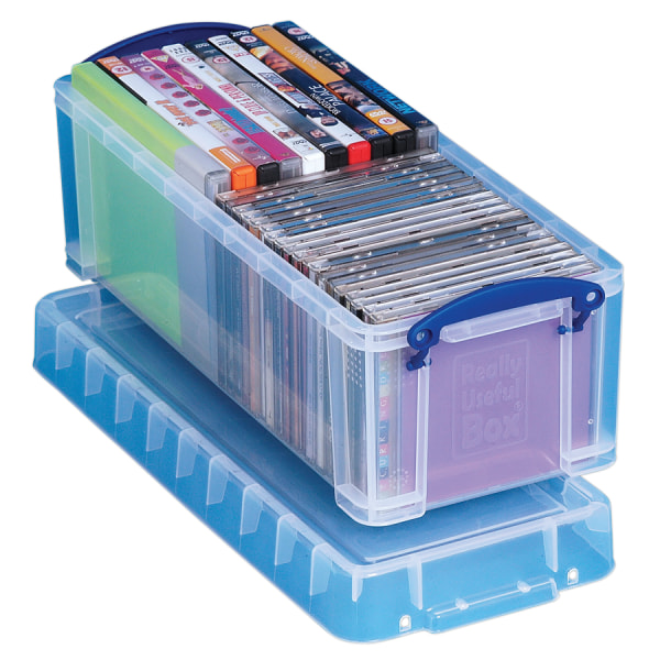 Really Useful Box Plastic Storage Container With Built In Handles And Snap  Lid 0.3 Liter 4 34 x 3 14 x 2 12 Clear - Office Depot