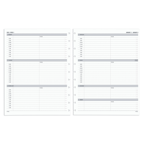 TUL Discbound Weekly Refill Pages, Timed, Letter Size, January To December 2023