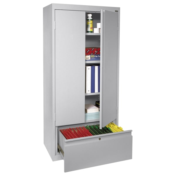 Sandusky® Full-Height Steel Storage Cabinet With Drawer, 64""H x 30""W x 18""D, Dove Gray -  Sandusky Lee, HADF301864-05