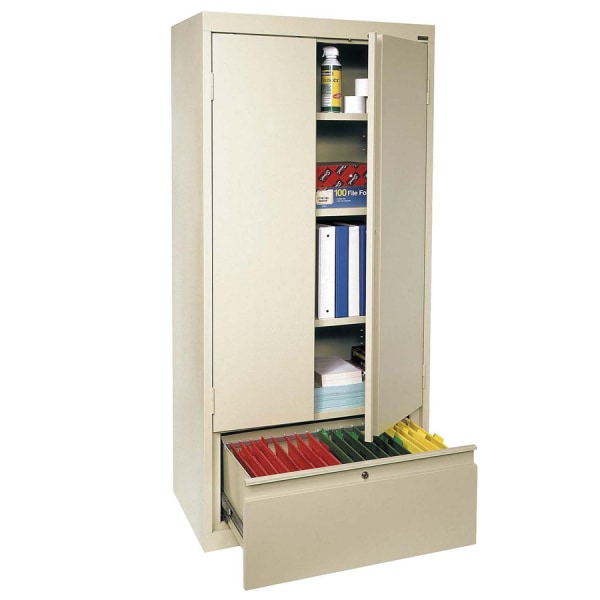 Sandusky® Full-Height Steel Storage Cabinet With Drawer, 64""H x 30""W x 18""D, Putty -  Sandusky Lee, HADF301864-07