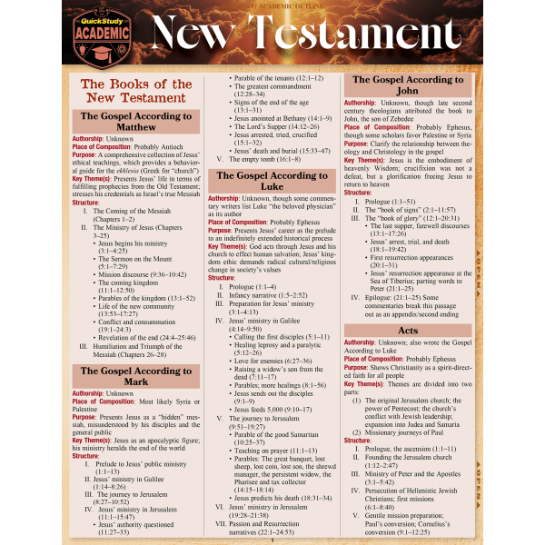 QuickStudy Guide, New Testament,
