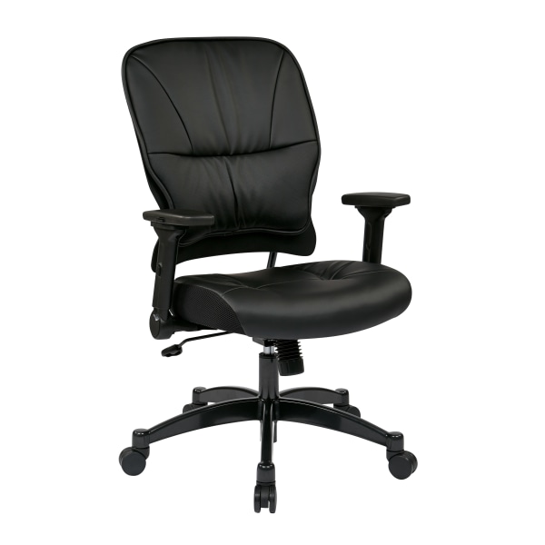 Office Star Space Seating 32 Series Ergonomic Bonded Leather Mid-Back Managers Chair, Black
