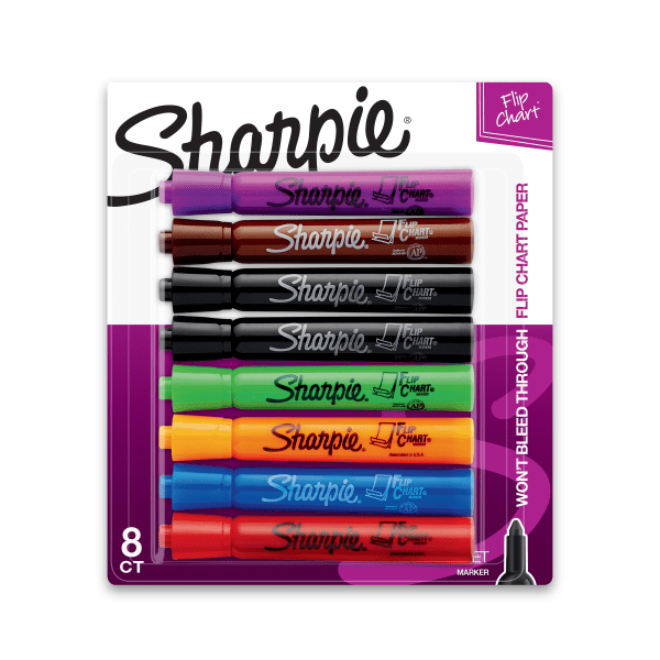 Sharpie Flip Chart Markers  Bullet Tip  Assorted Colors  8 Pack