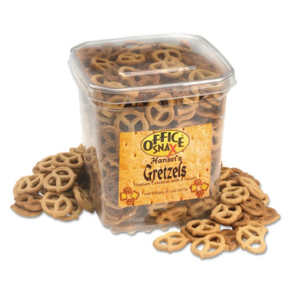 Office Snax Hansels Gretzels Graham Cracker Twists, 32 Oz Tub - 73 - Food, Beverages and Tobacco Enjoy your Graham crackers with a twist  A great s sku 73