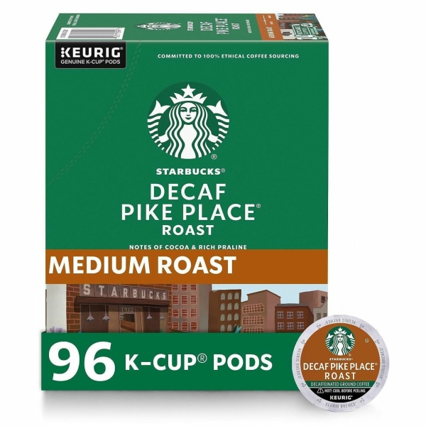 Starbucks® K-Cup Decaf Pike Place Roast Coffee - Compatible with Keurig K-Cup Brewer - American - Medium - 24 K-Cup - K-Cup - Arabica, Latin America,