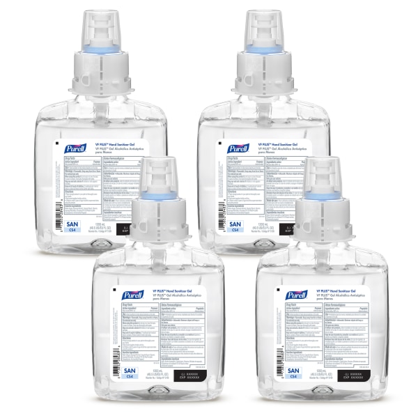 Purell® VF PLUS Gel Hand Sanitizer Refills For CS4 Push-Style Hand Sanitizer Dispensers, Fragrance Free, 40.6 Oz, Case Of 4 Refills