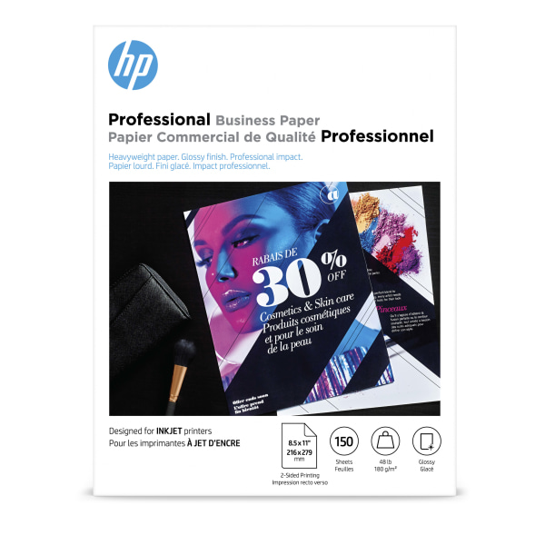 Photos - Office Paper HP Professional Business Paper for Inkjet and Laser Printers, Glossy, Letter Size , Pack Of 150 Sheets, 48 Lb (8 1/2" x 11")