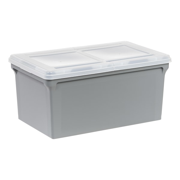Iris USA® File Boxes, 44 Qt, 31-1/2"L x 17-5/16"W x 13"H, Gray, Pack Of 4 Boxes