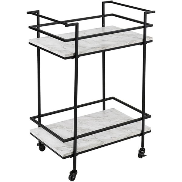 Honey-Can-Do 2 Tier Bar Cart Faux Marble